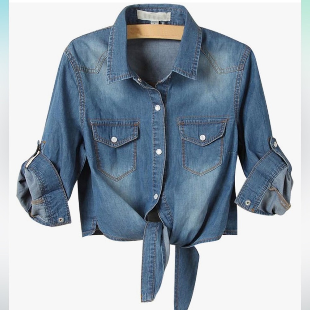 Denim Tie-Front Shirt